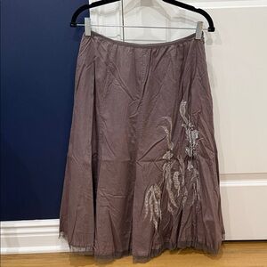Chic Embroidered A-Line Skirt in Brownish Gray